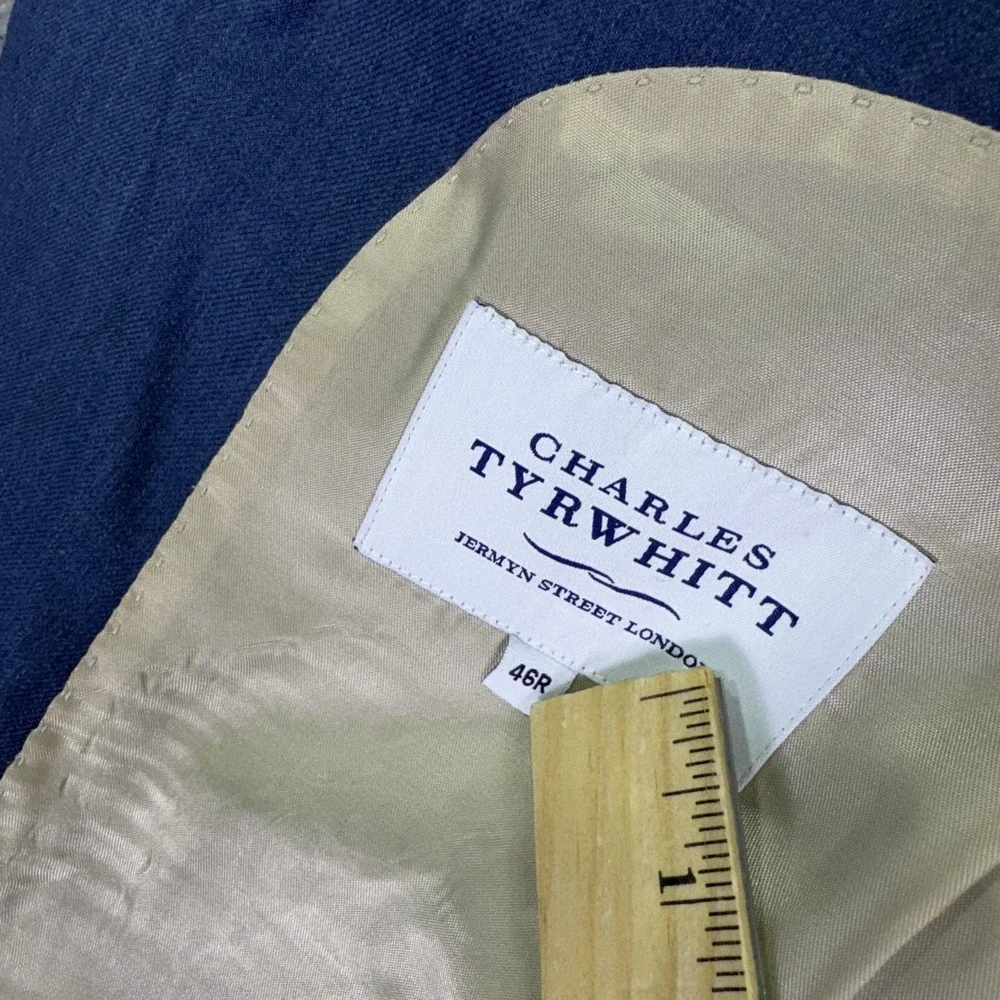 Charles Tyrwhitt Suit Jacket Mens 46 Blue Wool Slim Fit Blazer Business Formal